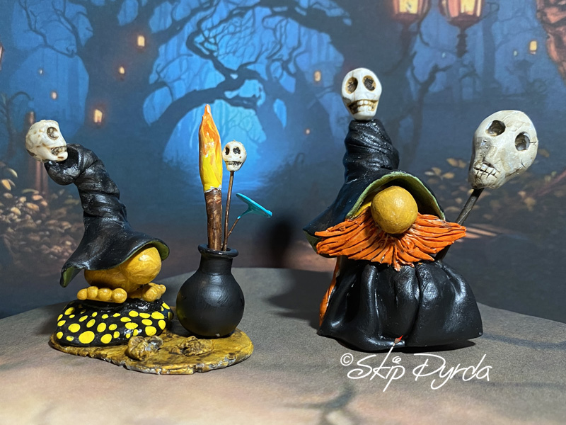 Painted clay gnome figurines as one part of the Goth Gang