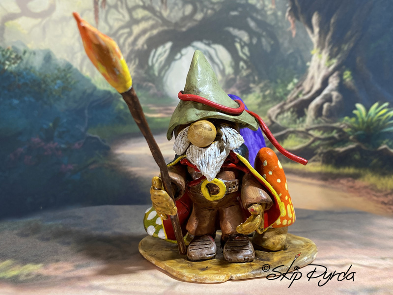 Painted clay gnome figurine as the leader of the pack