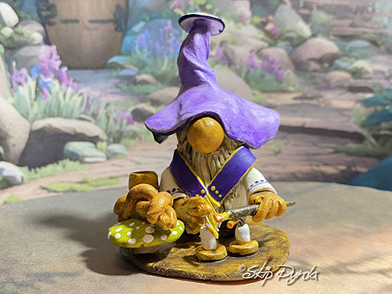 Painted clay gnome figurine as a rabbi