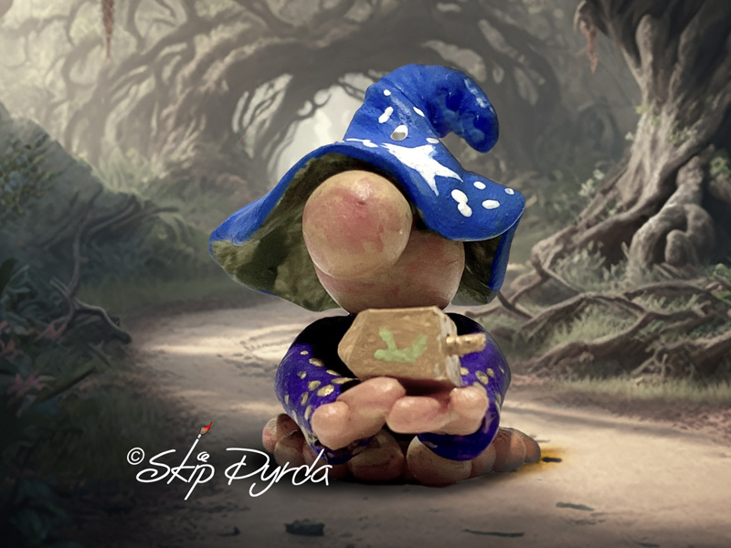 Painted clay gnome figurine as a Jewish youngster